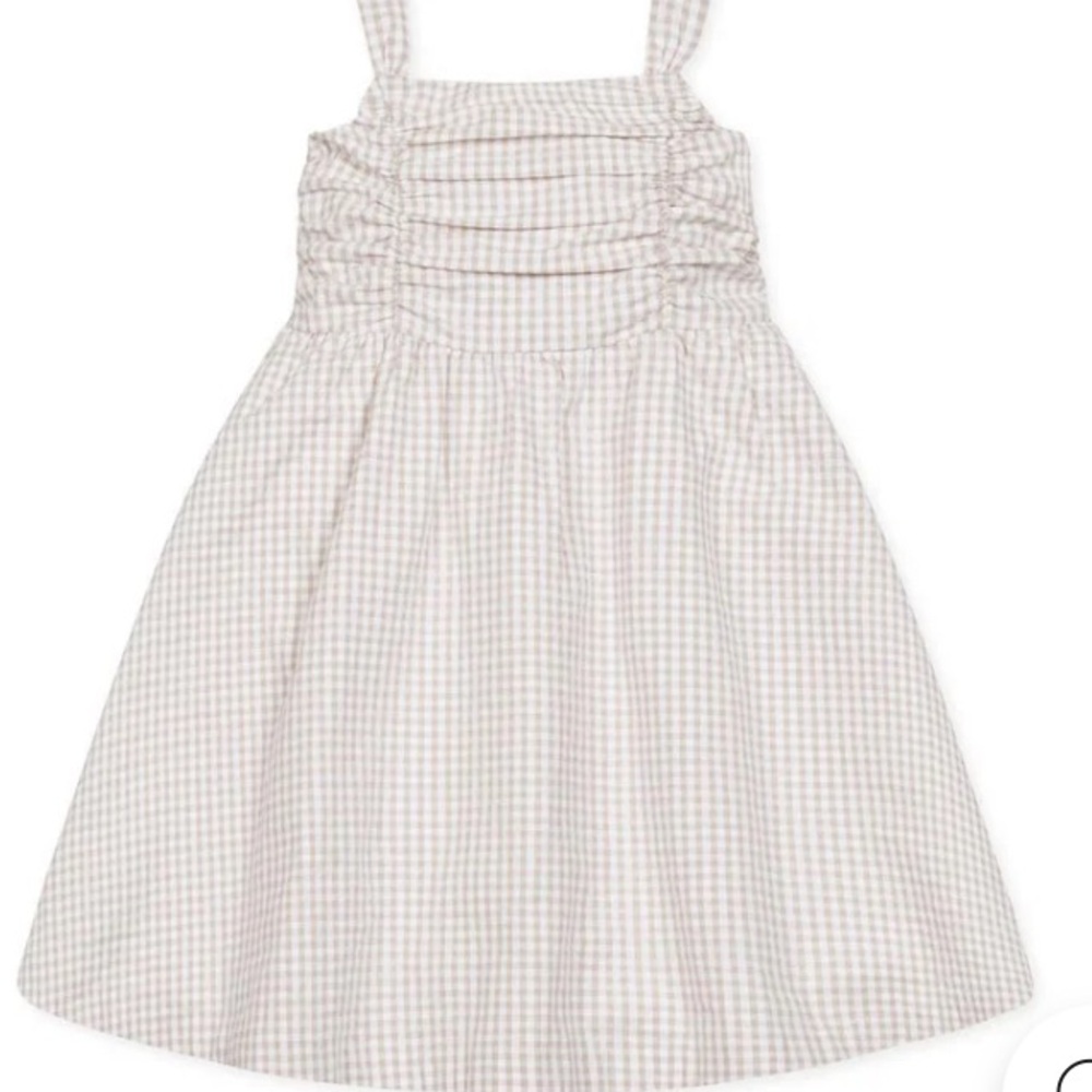 Adorable Kids Checkered Dress in Cream and Gray
